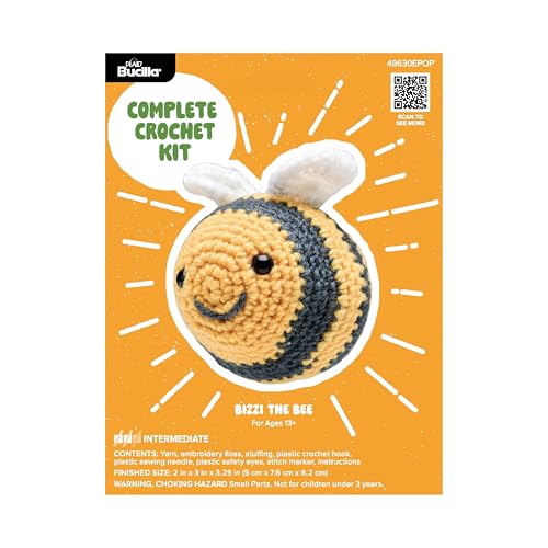 Bucilla, Complete Crochet Kit, Bizzi the Bee, 3" - color: Bizzi the Bee