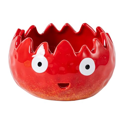 Flame Yarn Bowl for Crocheting-Crochet Bowls Knitting Bowls-Cute Handmade Ceramic Flame Yarn Bowls-Ideal Crochet Gifts for Crocheters, Knitters, 6.7 Inch Wide x 4.1 Inch High - color: Red