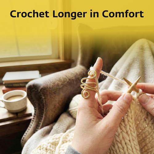 Crochet Tension Ring, Adjustable Crochet Ring for Finger, Works to Loop Yarn, Crochet Accessories, Crochet Supplies, Crochet Hooks, Gift, Resizeable, 1 Count (Gold) - color: Gold
