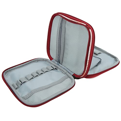 Crochet Bag, Portable Large Capacity Double Layer 600D Oxford Cloth Knitting Bag with Sturdy Zipper Closure, for Storing Scissors Stitch Marker Tape and More
