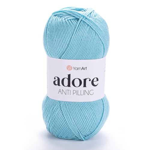1 Skein YarnArt Adore, Antipilling Yarn, 100% Antipilling Acrlylic, 100 g (3.5 oz), 280 m (306 yd), 3 : Light-DK, Cyan - 342 - color: Cyan - 342