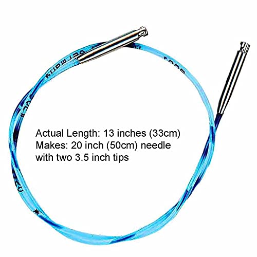 addi Skacel Click Interchangeable Cord 20 Inch for 3.5in., Rocket Tips | Uses addiClick Interchangeable System, Actual Length 13 inch 33cm) for Rocket Lace and Rocket 2 Squared Circular Tips - size: Actual 13 inch 33cm), Makes 20 inch (50m)