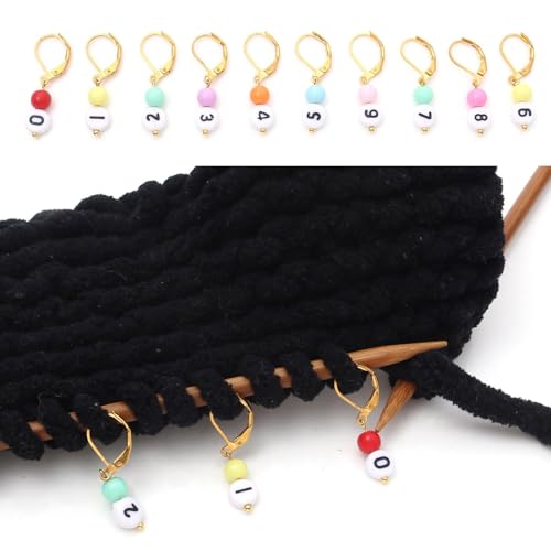 DoreenBeads Stitch Markers for Crocheting and Knitting | Alloy Enamel Crochet Marker Crochet Gifts for Knitting Weaving Sewing Accessories Quilting Jewelry Making - color: 0-9 NumbersGold