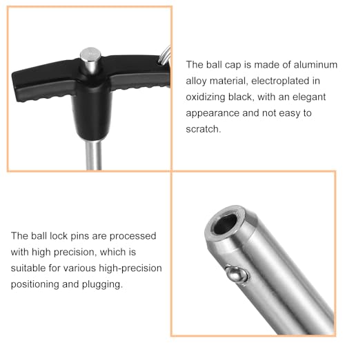 uxcell 2Pcs T Handle Lock Pins, 6mm x 100mm Usage Length Stainless Steel Push-Button Quick Release Pin - size: 6mm x 100mm