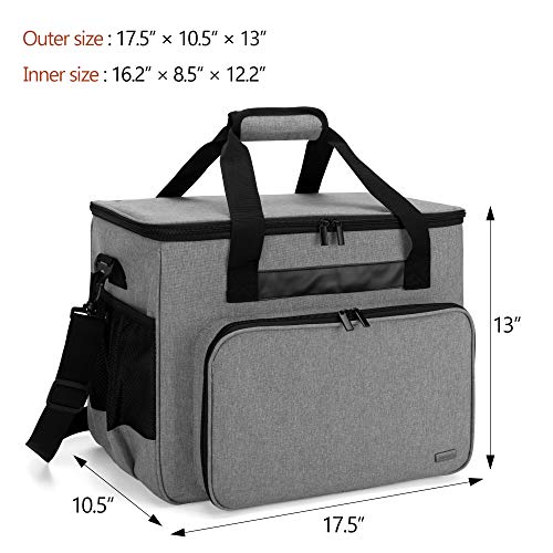 Teamoy Sewing Machine Case, Carrying Tote Bag Storage Organizer, Gray | Compatible with Brother, Singer Sewing Machines and Accessories - color: Gray