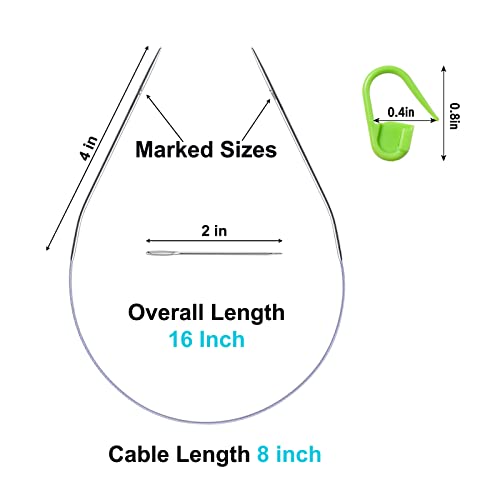 16 inch US Size 0 (2.0mm) Metal Circular Knitting Needle for Beginners, Round Knitting Needle with Fixed Lace, Stainless Steel Short Circle Needle for Socks, Hats, Sweater, Scarf, Mittens, Booties - color: Size US 0 (2mm)
