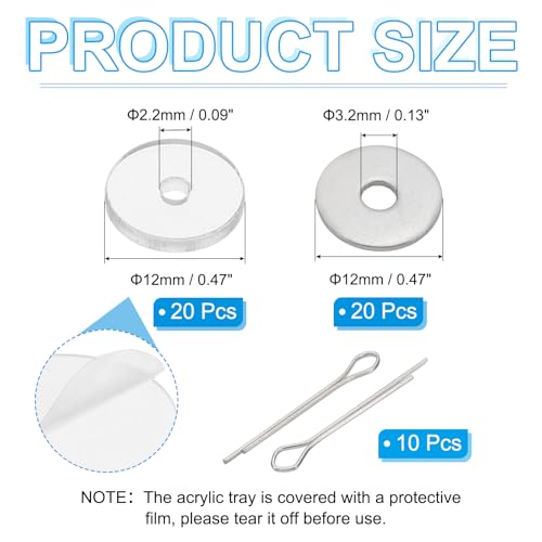 PATIKIL 12mm Doll Joints, 10 Set Removable Cotter Pin Joints Connector and Acrylic Tray for Bear Limbs Making Head Joints DIY Crafts Accessories - size: 12mm