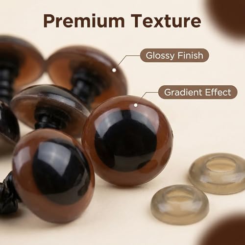 100PCS Brown Plastic Safety Screw Eyes Craft Eyes with Washer Crafts Making Accessories Supply (Diameter 18mm) - size: Diameter 18mm