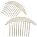 Camila Paris CP2940 French Hair Side Combs, White Pearl Interlocking Combs French Twist Hair Combs, Strong Hold Hair Clips for Women Bun Chignon Up-Do, Styling Girls Hair Accessories, Made in France - color: White