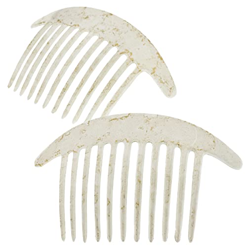 Camila Paris CP2940 French Hair Side Combs, White Pearl Interlocking Combs French Twist Hair Combs, Strong Hold Hair Clips for Women Bun Chignon Up-Do, Styling Girls Hair Accessories, Made in France - color: White