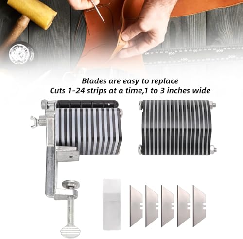 Leather Cutter Strap Cutter for Punching Fringe Braiding Belts Strips Manual Tool Lace Cutter with Scissors Blades Crafting Accessory for Leatherworking and DIY Projects