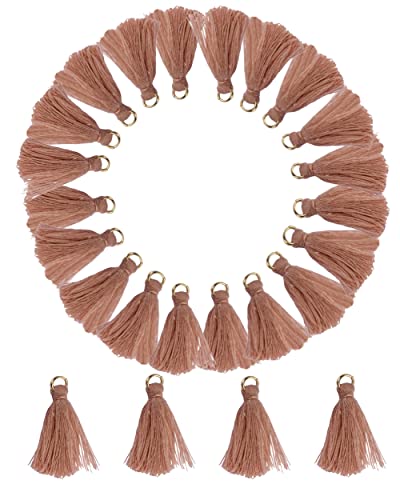 MSCFTFB 100 Pieces Mini Tassels Mala Tassel Kit with Jump Rings for Earring Necklace Jewelry Making Garland Keychain Charms Crafts Decorations(Burly Wood) - color: Burly Wood