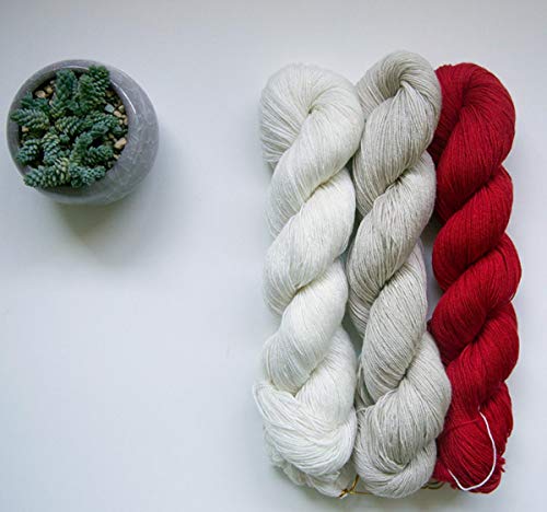 Lotus Yarns Lace Weight 1 Skein Cashmere Knitting Yarn Comfortable Soft Crochet Yarn Great for Baby Garments, Scarves, Hats, and Craft Projects (02-Cream) - color: 02-Cream