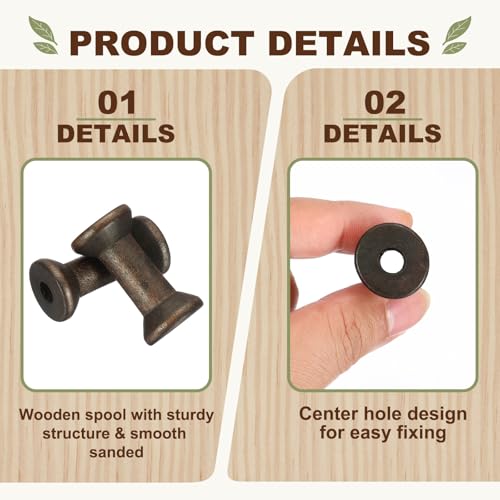 MECCANIXITY 26 Pcs 0.8"x1.6" Small Empty Thread Spools, Coffee Color Unfinished Wooden Spools Wire Weaving Bobbins, Wire Weaving Bobbins for Embroidery DIY Sewing Machines Cord Jewelry Chain - color: Coffee Color, size: 0.8"x1.6"