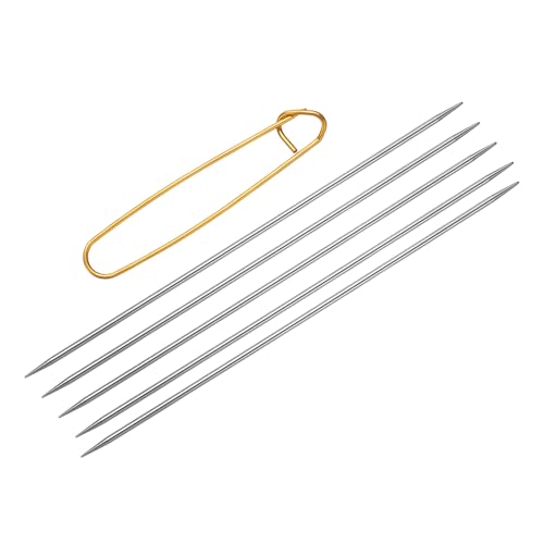 uxcell 5Pcs US 2.5(3mm) Double Pointed Knitting Needle 7.87 Inches Length Stainless Steel Sweater Stitching Needles with Stitch Holder for Handmade Projects DIY Knitting - size: 3mm
