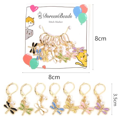 DoreenBeads Stitch Markers for Crocheting and Knitting | Alloy Enamel Crochet Marker Crochet Gifts for Knitting Weaving Sewing Accessories Quilting Jewelry Making - color: Dragonflies