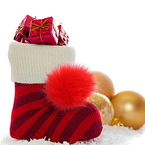 Tatuo 16 Pcs Faux Fur Pom Poms for Hat 4 Inches Large Fluffy Pom Balls for Craft Knitting Beanie Shoe Scarf Bag Pompom Valentine Keychain Charm Winter DIY Accessory (Red) - color: Red