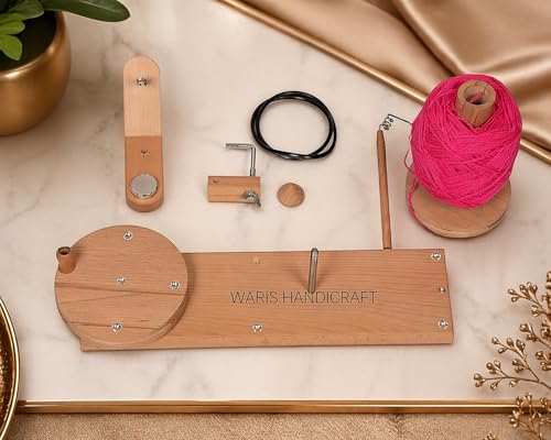 Waris Handicraft Wooden Yarn Ball Winder – Hand Operated Swift Yarn Winder for Knitting & Crochet, Heavy Duty Tabletop Yarn Spinner, Easy to Use, Durable Wooden Yarn Winding Tool