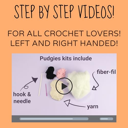 LEISURE ARTS Pudgies Animals Crochet Kit, Piggy, 3", Complete Crochet Kit, Learn to Animal Starter Kit for All Ages, Includes Instructions, DIY Amigurumi Kits - color: Piggy Pudgie