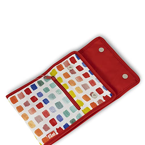 Prym Circular Knitting Needle Case, 9" x 7-1/4", Rainbow Specks | 10-pocket fan-fold organizer with magnetic closure & zip pocket - style: Rainbow Specks