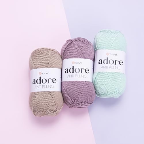 1 Skein YarnArt Adore, Antipilling Yarn, 100% Antipilling Acrlylic, 100 g (3.5 oz), 280 m (306 yd), 3 : Light-DK, Lilac - 362 - color: Lilac - 362