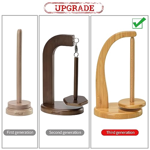 Yarn Holder for Crocheting with Magnetic Yarn Spinner -Beige-Standard | Wooden Yarn Ball Holder for Crochet Yarn Storage Organizer with 360° Rotating Spindle, Gift for Knitting Lovers - color: Beige, size: Standard Size