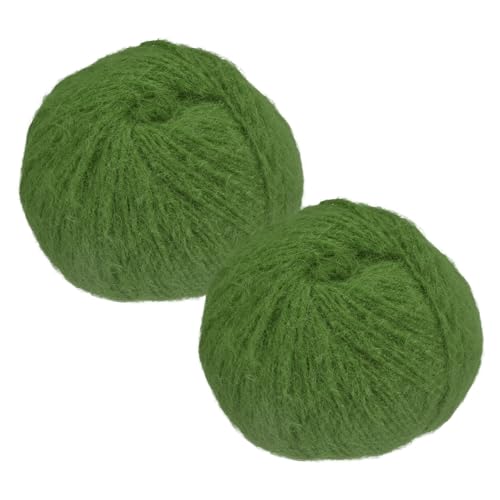 PATIKIL Wool Acrylic Blend Long Pile Yarn 2 Skeins Mohair Yarn Lace Weight for Crocheting Knitting Gloves Hats Socks Scarves, Dark Green - color: Dark Green