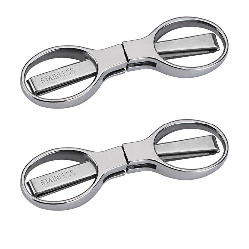 Friker Folding Scissors,Portable Telescopic Cutter Pocket Badge Scissors | 2 Pcs Mini Safe Silver Foldable Scissors for Household, Office, Handcrafts, Sewing, Nurse Use, Travel and Fishing - color: Silver