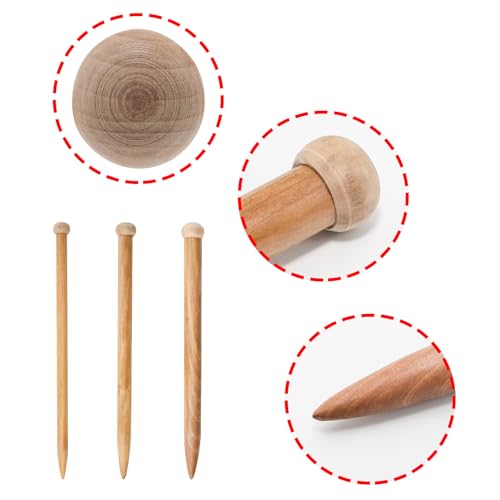 Pocoxll 6 Pcs Large Wooden Knitting Needles, 3 Sizes Straight Single Pointed Sweater Knitting Needles for Beginners(Brown)