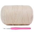 800G (228Yds) Tshirt Yarn for Crochet - T Shirt Yarn for Crocheting with Beginner Crochet Bags/Baskets/Coasters/DIY, T-Shirt Yarns with High Elastic Thick Yarns Polyester Fabric (Beige) - color: Beige