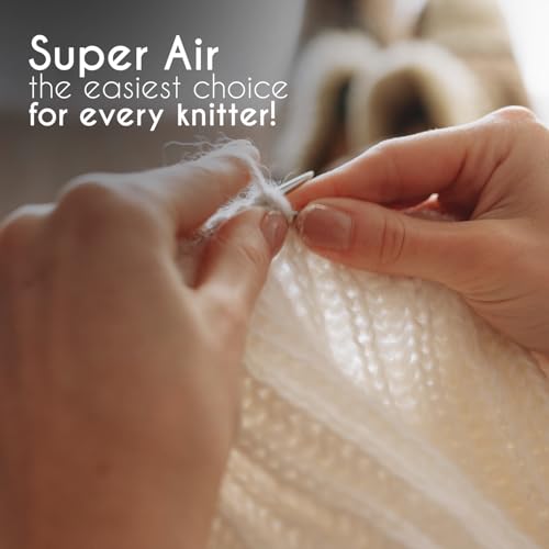 Super Air 4-Set Baby Alpaca - Soft and Fast Hand Knitting Yarn 7.05 oz/ 568 Yards - Natural Ecru - color: NFA01 Ecru