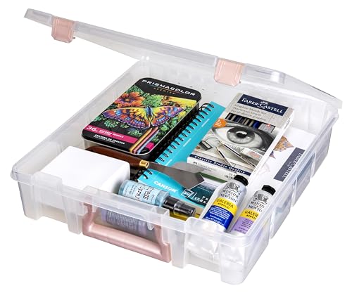 ArtBin Essentials 12 x 12 One-Compartment Craft Box, Clear | One Open Compartment, 15.25 x 14 x 3.5 Inches, Secure Latches, Stackable, Durable Polypropylene - color: Rose Gold, size: 1 Pack
