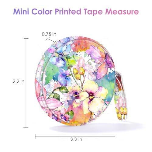 Sewing Tape Measure，Colour Printed Small Retractable Soft Measuring Tape for Tailor Cloth Fabric Body Measurements. - color: Colored Flowers