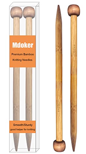Mdoker Bamboo Knitting Needle Straight Single Pointed Sweater Knitting Needles 10-inch Length for Handmade DIY Knitting Projects,Size US 15(10mm) - size: US-15-(10mm)
