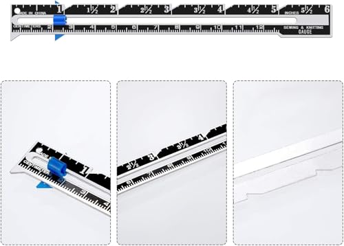 Sewing Ruler Measuring Tools, 12 PCS Sliding Gauge Steel Quilting Ruler, Knitting Crafting Sewing Beginner Training