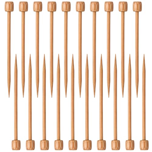 Luinabio 20 Pcs Crochet Marking Pins Mini Knitting Needles, 2.75 Inch Bamboo Smooth Single Pointed Short Sewing Pins Knitting Needles Ami Sticks for Beginners DIY Craft Crochet Supplies(Nut Brown) - color: Nut Brown