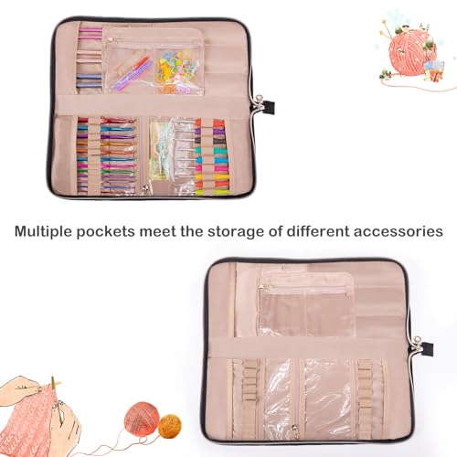 Knitting Needles Case (up to 14 Inches) - Needle & Crochet Hook Organizer - color: Pink, size: 14 Inches