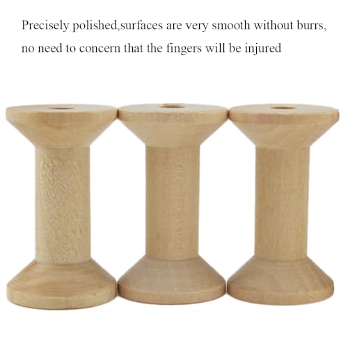 HAHIYO 2.36Inch/6cm 4PCs Natural Wood Unfinished Wooden Empty Thread Spool Smooth Wire Weaving Bobbin Textile Bobbin Rotatable Spool for Crafts DIY Art Education - color: Wood Color, size: 2.36Inch-4P