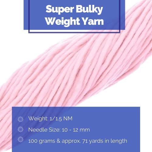 Revolution Fibers | Premium Super Bulky Merino Wool Yarn | 100-Grams of 100% Chunky Weight for Knitting, Crochet, Baby Blanket, Dyed, Felting, Weaving | Candy Floss Pink - color: Candy Floss (Pink)