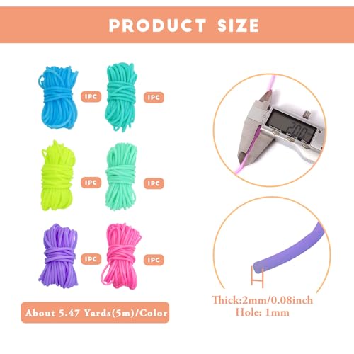 Beadthoven 32Yards Mix Color Hollow Pipe Rubber Tubing Cords 2mm Rubber Tube Knitting Barber Cord Set for Stitch Savers, Silicone Tube Pipes for DIY Bracelet Necklace Beading Jewelry Making 1mm Hole - color: 0multicolor, size: 2mm