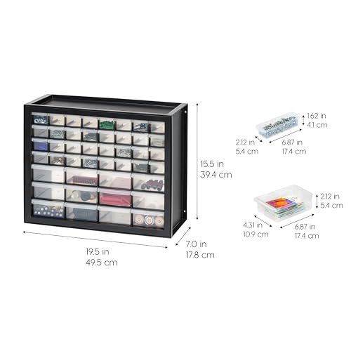 IRIS USA 44-Drawer Small Parts Storage Cabinet, Crafts, Made in USA, Black | Wall-mountable, Stackable, Building Bricks, Screws, Nuts & Bolts, Hardware, Garage Tool Storage - color: Black, size: 44 Drawer