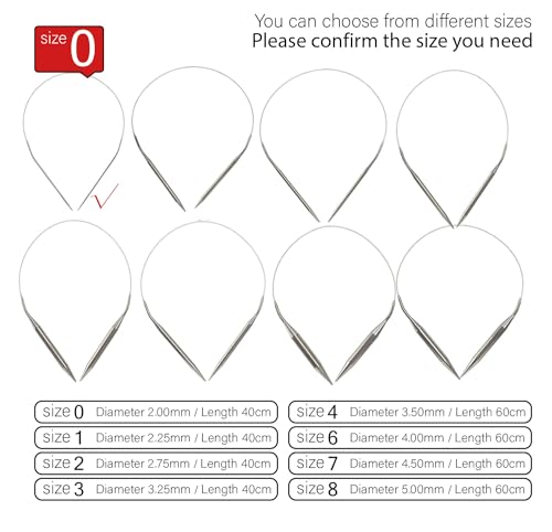 Stainless Steel Circular Knitting Needles Size 0 (2.0mm) 16inch Length | Stainless Steel Circular Knitting Needles 16inch LengthCircular Needle for Handmade Projects DIY Knitting Size 0 (2.0mm) - size: US 0(2mm) 40mm