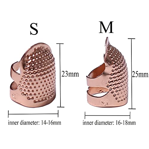 J.CARP 4Pcs Sewing Thimble, Metal Rose Gold Color Sewing Thimble Finger Protector, Adjustable Finger Shield Ring Fingertip Thimble Sewing Quilting Craft, Accessories DIY Sewing Tools (2 Sizes, S/M) - color: Style1-Rose Gold