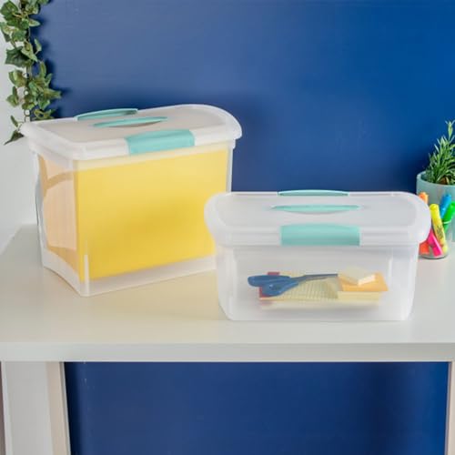 Sterilite Medium Nesting ShowOffs, Stackable Small Storage Bin with Latching Lid and Handle, Plastic Container to Organize Home, Clear, 30-Pack - size: Medium, style: 30-Pack
