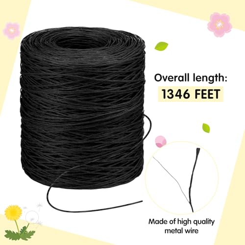 Syhood 1345 Feet Floral Vine Bind Wire Rustic Craft Wire, Black | For DIY Craft Wrapping, Flower Bouquets Garland Arrangements, , Christmas Wreath Making - color: Black, size: 1345 Feet