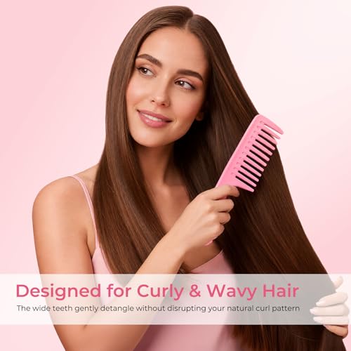 8 Pack Wide Tooth Comb Set, Detangling Comb for Curly Thick Wet Dry Hair | Anti-Static Shampoo Comb, 4 Colors for All Hair Types (2 Styles, with Handle & No Handle)