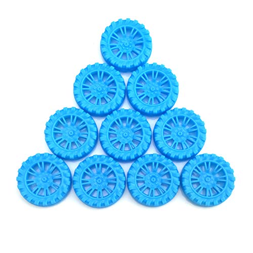 EUDAX 300 PCS 30mmx8mm Plastic Roll 2mm Dia Shaft Toys Wheel and 2mmx100mm STEM Shaft Round Rod Axles for DIY Toy RC Car Truck Boat Helicopter Model Part Building Projects (Blue) - color: Blue