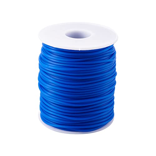 Beadthoven 2mm Hollow Pipe Rubber Tube Cords, 54.68Yards Barber Cord for Knitting Stitch Holder, Tubing Rubber Cord with Spool for Bracelet Jewelry Making DIY Crafts 1mm Hole - Blue - color: Blue, size: 2mm