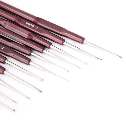 16 Sizes Crochet Hooks Set, Knitting Needles with Plastic Handle, Stainless Steel for Moms, Kids, Girls, College Students and Beginners, Lightweight Comfortable Ergonomic Metal nan Sewing Embroidery