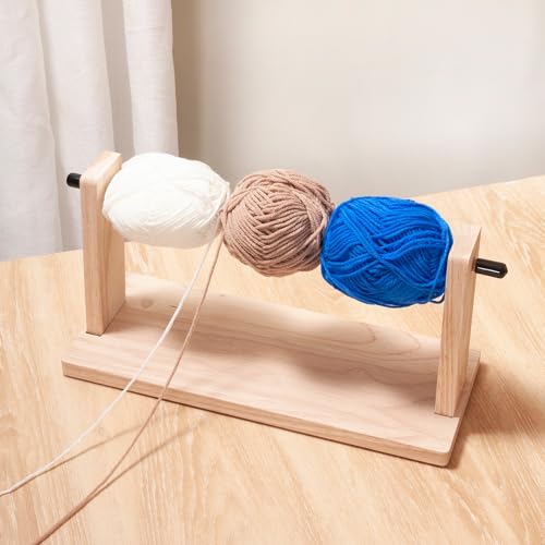 MARKVILLE 13" Wooden Yarn Holder for Crocheting & Knitting Accessories | Yarn Dispenser Ribbon Holder Organizer Rack, Large Skein Small Yarn Ball Holder Fabric Ribbon Storage Arts & Crafts Supplies